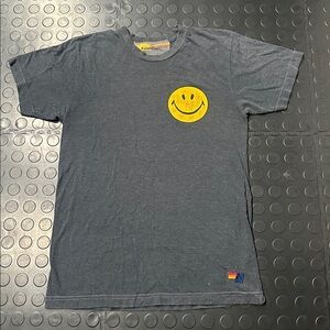 Aviator Nation Charcoal Tee M with Yellow Smiley